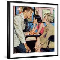 New Girl  - Saturday Evening Post "Men at the Top", August 8, 1959 pg.21-Bernard D'Andrea-Framed Giclee Print