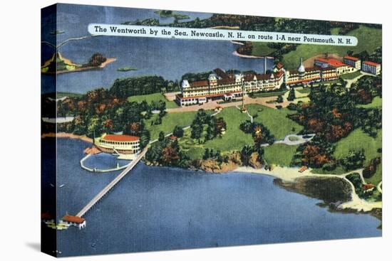 New Hampshire, Aerial View of Wentworth by the Sea, Newcastle and Portsmouth-Lantern Press-Stretched Canvas