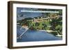 New Hampshire, Aerial View of Wentworth by the Sea, Newcastle and Portsmouth-Lantern Press-Framed Art Print