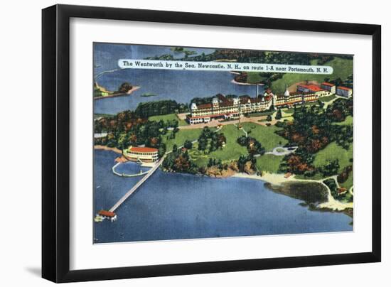 New Hampshire, Aerial View of Wentworth by the Sea, Newcastle and Portsmouth-Lantern Press-Framed Art Print