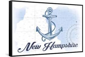 New Hampshire - Anchor - Blue - Coastal Icon-Lantern Press-Framed Stretched Canvas
