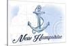 New Hampshire - Anchor - Blue - Coastal Icon-Lantern Press-Stretched Canvas