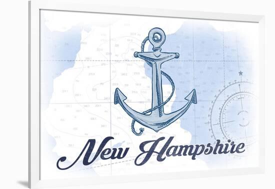 New Hampshire - Anchor - Blue - Coastal Icon-Lantern Press-Framed Art Print