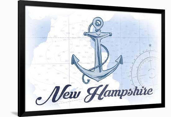 New Hampshire - Anchor - Blue - Coastal Icon-Lantern Press-Framed Art Print