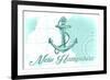 New Hampshire - Anchor - Teal - Coastal Icon-Lantern Press-Framed Art Print