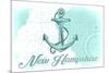 New Hampshire - Anchor - Teal - Coastal Icon-Lantern Press-Mounted Art Print