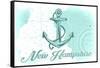 New Hampshire - Anchor - Teal - Coastal Icon-Lantern Press-Framed Stretched Canvas