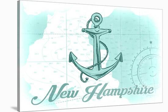 New Hampshire - Anchor - Teal - Coastal Icon-Lantern Press-Stretched Canvas