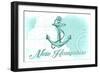 New Hampshire - Anchor - Teal - Coastal Icon-Lantern Press-Framed Art Print