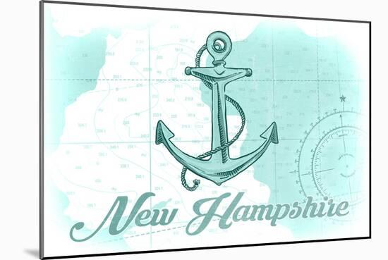 New Hampshire - Anchor - Teal - Coastal Icon-Lantern Press-Mounted Art Print