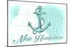 New Hampshire - Anchor - Teal - Coastal Icon-Lantern Press-Mounted Art Print