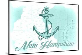 New Hampshire - Anchor - Teal - Coastal Icon-Lantern Press-Mounted Art Print