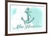 New Hampshire - Anchor - Teal - Coastal Icon-Lantern Press-Framed Premium Giclee Print