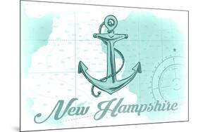 New Hampshire - Anchor - Teal - Coastal Icon-Lantern Press-Mounted Premium Giclee Print