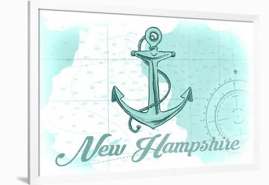 New Hampshire - Anchor - Teal - Coastal Icon-Lantern Press-Framed Art Print