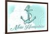New Hampshire - Anchor - Teal - Coastal Icon-Lantern Press-Framed Art Print
