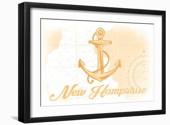 New Hampshire - Anchor - Yellow - Coastal Icon-Lantern Press-Framed Art Print