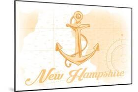 New Hampshire - Anchor - Yellow - Coastal Icon-Lantern Press-Mounted Art Print