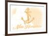 New Hampshire - Anchor - Yellow - Coastal Icon-Lantern Press-Framed Premium Giclee Print