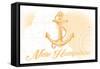 New Hampshire - Anchor - Yellow - Coastal Icon-Lantern Press-Framed Stretched Canvas