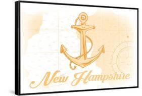 New Hampshire - Anchor - Yellow - Coastal Icon-Lantern Press-Framed Stretched Canvas