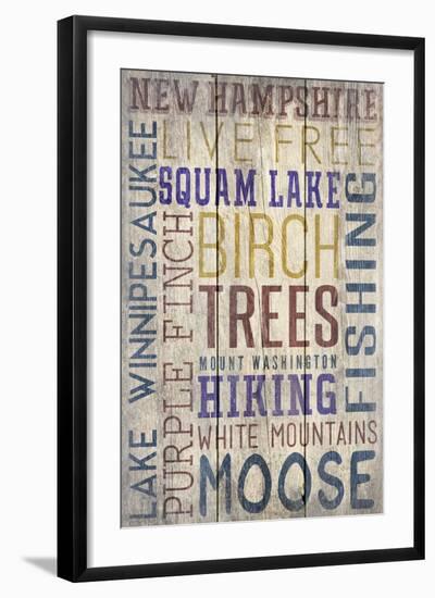 New Hampshire - Barnwood Typography-Lantern Press-Framed Art Print