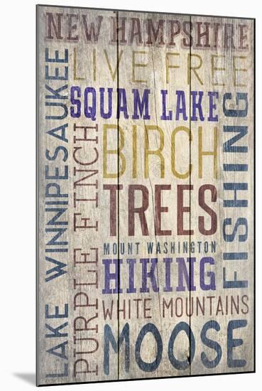 New Hampshire - Barnwood Typography-Lantern Press-Mounted Art Print