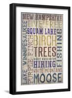 New Hampshire - Barnwood Typography-Lantern Press-Framed Art Print