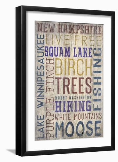 New Hampshire - Barnwood Typography-Lantern Press-Framed Art Print