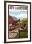 New Hampshire - Barnyard Scene-Lantern Press-Framed Art Print