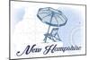 New Hampshire - Beach Chair and Umbrella - Blue - Coastal Icon-Lantern Press-Mounted Art Print