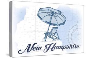 New Hampshire - Beach Chair and Umbrella - Blue - Coastal Icon-Lantern Press-Stretched Canvas