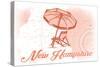 New Hampshire - Beach Chair and Umbrella - Coral - Coastal Icon-Lantern Press-Stretched Canvas