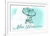 New Hampshire - Beach Chair and Umbrella - Teal - Coastal Icon-Lantern Press-Framed Premium Giclee Print