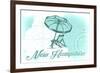 New Hampshire - Beach Chair and Umbrella - Teal - Coastal Icon-Lantern Press-Framed Premium Giclee Print