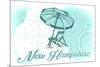 New Hampshire - Beach Chair and Umbrella - Teal - Coastal Icon-Lantern Press-Mounted Premium Giclee Print