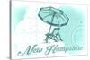 New Hampshire - Beach Chair and Umbrella - Teal - Coastal Icon-Lantern Press-Stretched Canvas