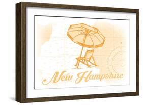 New Hampshire - Beach Chair and Umbrella - Yellow - Coastal Icon-Lantern Press-Framed Art Print