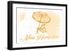 New Hampshire - Beach Chair and Umbrella - Yellow - Coastal Icon-Lantern Press-Framed Art Print