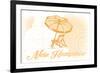 New Hampshire - Beach Chair and Umbrella - Yellow - Coastal Icon-Lantern Press-Framed Art Print