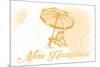 New Hampshire - Beach Chair and Umbrella - Yellow - Coastal Icon-Lantern Press-Mounted Premium Giclee Print