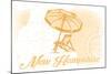 New Hampshire - Beach Chair and Umbrella - Yellow - Coastal Icon-Lantern Press-Mounted Art Print