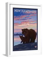 New Hampshire - Bear and Cub-Lantern Press-Framed Art Print