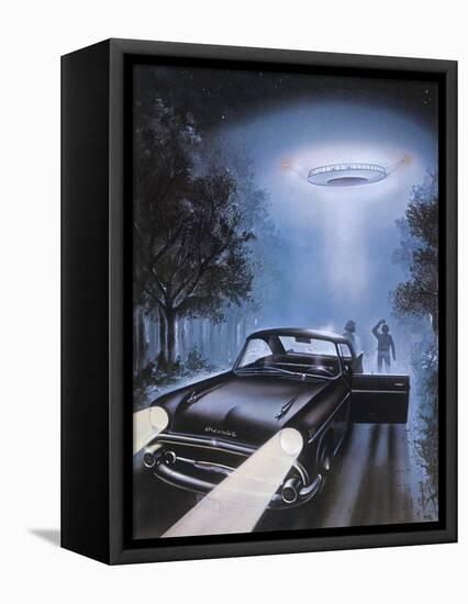 New Hampshire, Betty and Barney Hill Driving at Night See a UFO-Terry Hadler-Framed Stretched Canvas