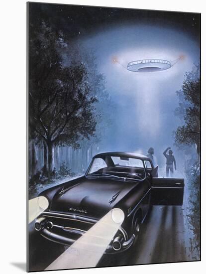 New Hampshire, Betty and Barney Hill Driving at Night See a UFO-Terry Hadler-Mounted Photographic Print