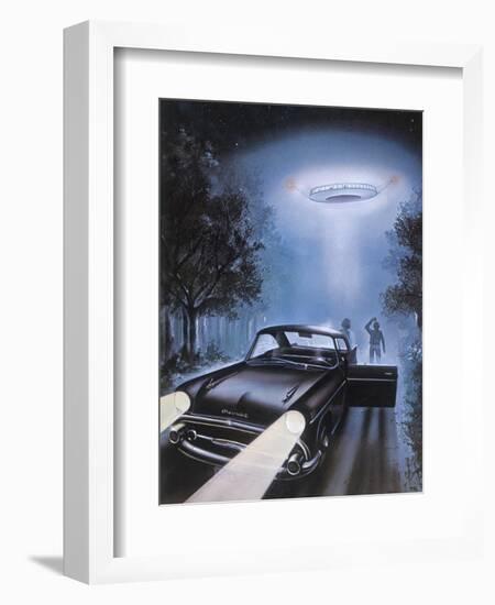 New Hampshire, Betty and Barney Hill Driving at Night See a UFO-Terry Hadler-Framed Photographic Print