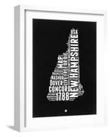 New Hampshire Black and White Map-NaxArt-Framed Art Print