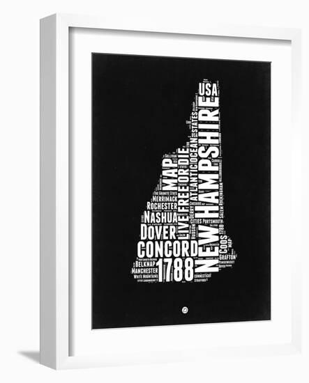 New Hampshire Black and White Map-NaxArt-Framed Art Print