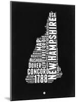 New Hampshire Black and White Map-NaxArt-Mounted Art Print