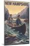 New Hampshire - Canoe on Rapids-Lantern Press-Mounted Art Print